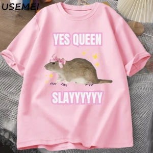 Yas Kraliçe Slay TMizah Komik Pamuk Kısa Kollu Sıçan T-Shirt erkek Giyim Harajuku Ret 2891