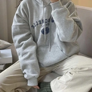 Yasolin----Kadın Gri New Rochelle Baskılı Kapüşonlu Oversize Sweatshirt