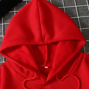 Yasolin----Kadın Heart Baskılı Kapüşonlu Sweatshirt Kırmızı