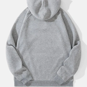 Yasolin----Unisex Brooklyn Baskılı Kapüşonlu Sweatshirt Gri