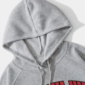 Yasolin----Unisex Brooklyn Baskılı Kapüşonlu Sweatshirt Gri