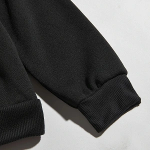 Yasolin----Unisex Deeper Baskılı Oversize Kapüşonlu Sweatshirt Siyah