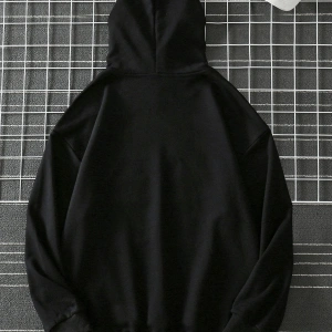 Yasolin----Unisex Emoji Özel Baskılı Kapüşonlu Oversize Sweatshirt Siyah