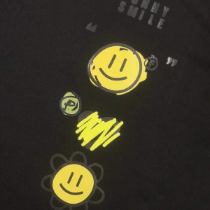 Yasolin----Unisex Emoji Özel Baskılı Kapüşonlu Oversize Sweatshirt Siyah