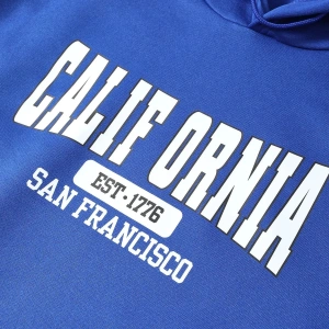 Yasolin----Unisex Mavi Calıfornia Baskılı Kapüşonlu Sweatshirt MAVİRENK