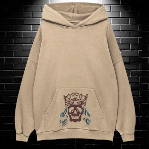 Yasolin----Unisex Oversize Kapüşonlu Kanguru Cepli Get High Stay High Baskılı Sweatshirt Hoodie Bej