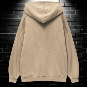 Yasolin----Unisex Oversize Kapüşonlu Kanguru Cepli Timberwolves Baskılı Sweatshirt Hoodie Bej