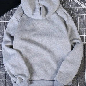 Yasolin----Unisex Ritim Baskılı Kapüşonlu Sweatshirt Gri