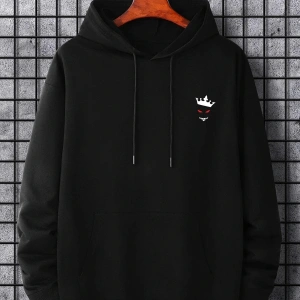 Yasolin----Unisex Siyah Devil Baskılı Kapüşonlu Sweatshirt