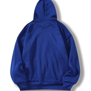 Yasolin----Unisex Vintage Baskılı Kapüşonlu Sweatshirt MAVİRENK