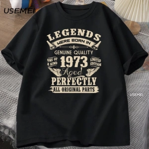 Yaz erkek 1973DEN BERİ TKomik Baskılı T-shirt Gevşek Pamuk Rahat Yuvarlak Boyun Kısa 2885