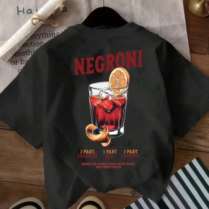 Yaz Rahat Geyik Slogan Baskılı Kısa Kollu Tişört