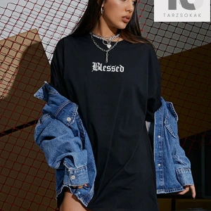 Yazılı Uzun Kollu Kadın Tişört