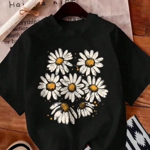 Yazlık Kadın Bol Tişört, GROW POSITIVE THOUGHTS Baskılı, Pamuklu, Beyaz Kısa Kollu, Grafik Ti