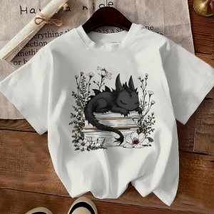 Yazlık Kadın Bol Tişört, VINTAGE ve Araba Baskılı, %100 Pamuk, Beyaz Kısa Kollu Grafik Tişört
