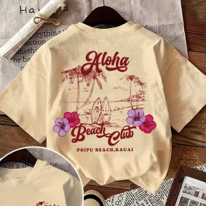 Yazlık Kadın Bol Tişört, WIFET Harfli Baskı, %100 Pamuk Beyaz Kısa Kollu Desenli Kısa Kollu