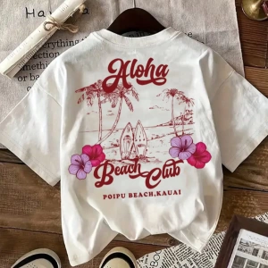 Yazlık Kadın Bol Tişört, WIFET Harfli Baskı, %100 Pamuk Beyaz Kısa Kollu Desenli Kısa Kollu