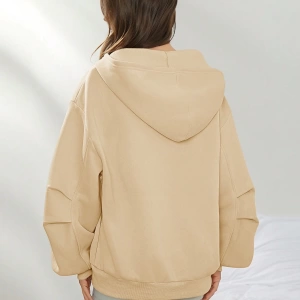 Yazlık Polar Büyük Boy Fermuarlı Uzun Kollu Kapşonlu Model 5188