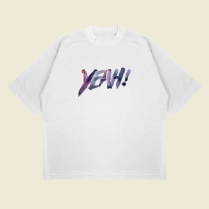 Yeah! Baskılı Oversize Unisex Pamuklu Nefes Alan Kalın Kumaşlı