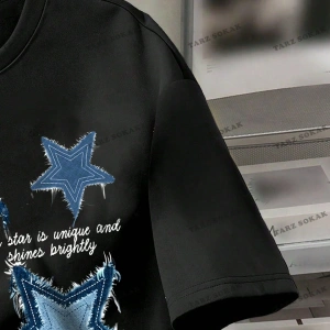 Yıldız Baskılı Oversize Kalıp Unisex T-shirt