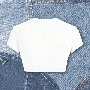 Yıldız Grafikli Yuvarlak Yaka Kısa Kollu Crop