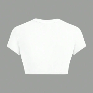 Yıldız Grafikli Yuvarlak Yaka Kısa Kollu Crop