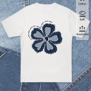 Yıldız Grafikli Yuvarlak Yaka Kısa Kollu Tişört