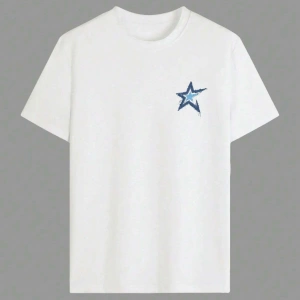 Yıldız Grafikli Yuvarlak Yaka Kısa Kollu Tişört