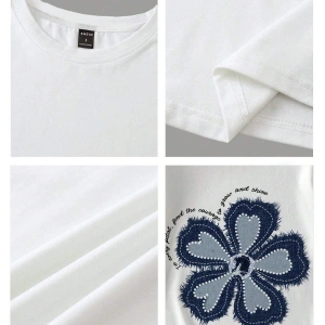 Yıldız Grafikli Yuvarlak Yaka Kısa Kollu Tişört