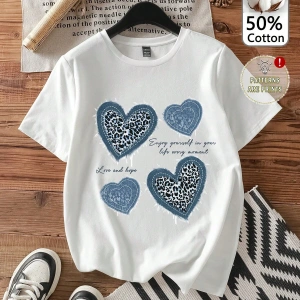 Yıldız Grafikli Yuvarlak Yaka Kısa Kollu Tişört