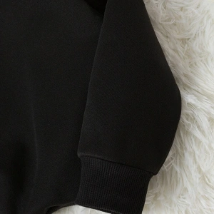 YL Özel Baskılı Renkli Oversize Bisiklet Yaka Pamuklu Sweatshirt Siyah