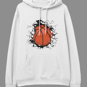 YQYQ----Oversize Duvar Basketbol Oyun Oyuncu Spor Tasarım Baskılı Unisex Kapüşonlu Sweatshirt Hoodie Beyaz