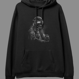YQYQ----Oversize Yarış Motor Motorcu Tasarım Baskılı Unisex Kapüşonlu Sweatshirt Hoodie Siyah