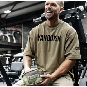 Yuvarlak Yaka Vanquısh Baskılı Oversize Yeni Trend Erkek Gym T-shırt