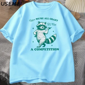Zihinsel Olarak Dengesiz Komik Kedi Meme T Shirt Adam Aptal Unhinged T Shirt Harajuku Pamuk K 2983