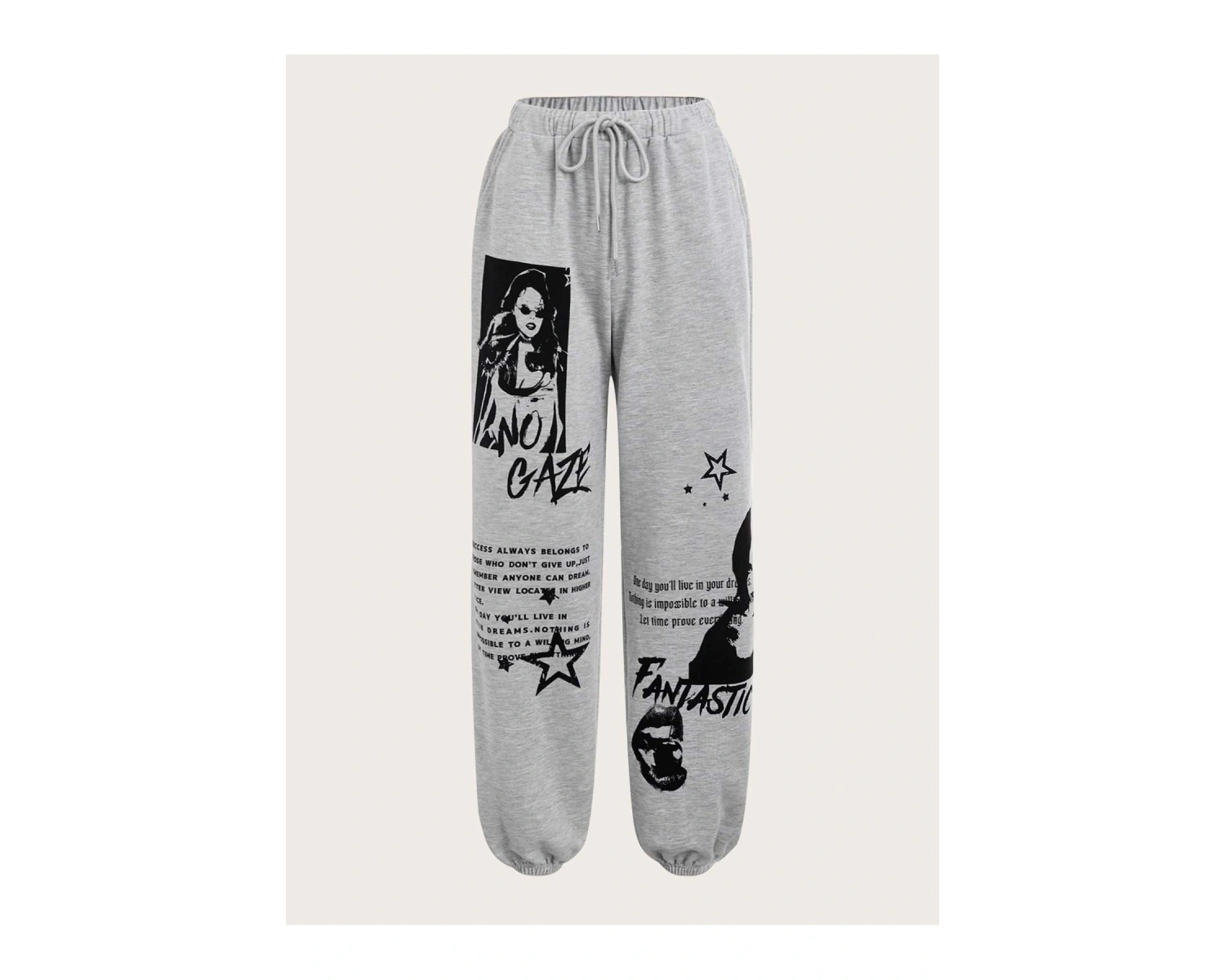 & Figure Graphic Drawstring Waist 4 Mevsim Eşofman