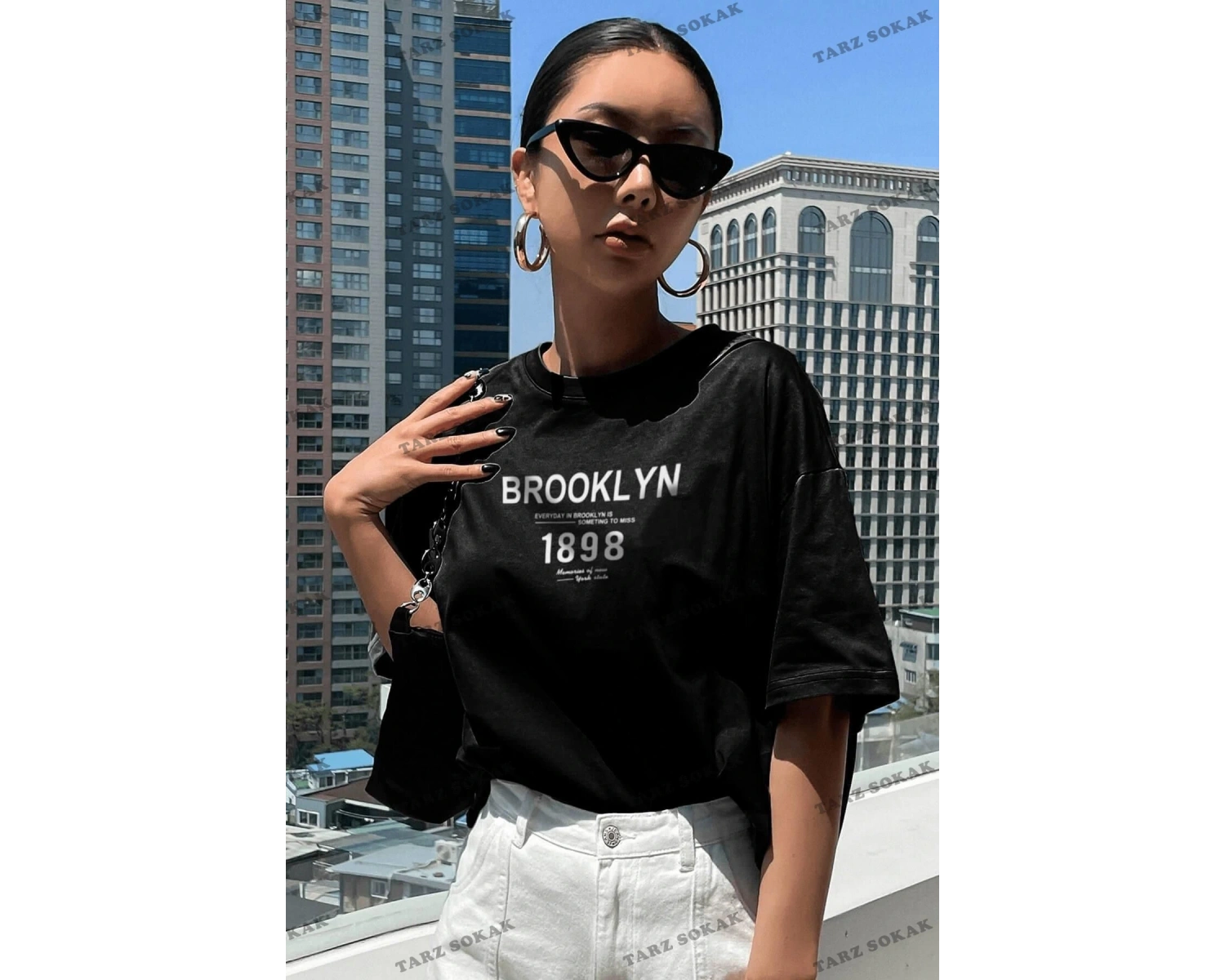 1898 Brooklyn Beyaz Oversize Salas Boyfriend Kadın