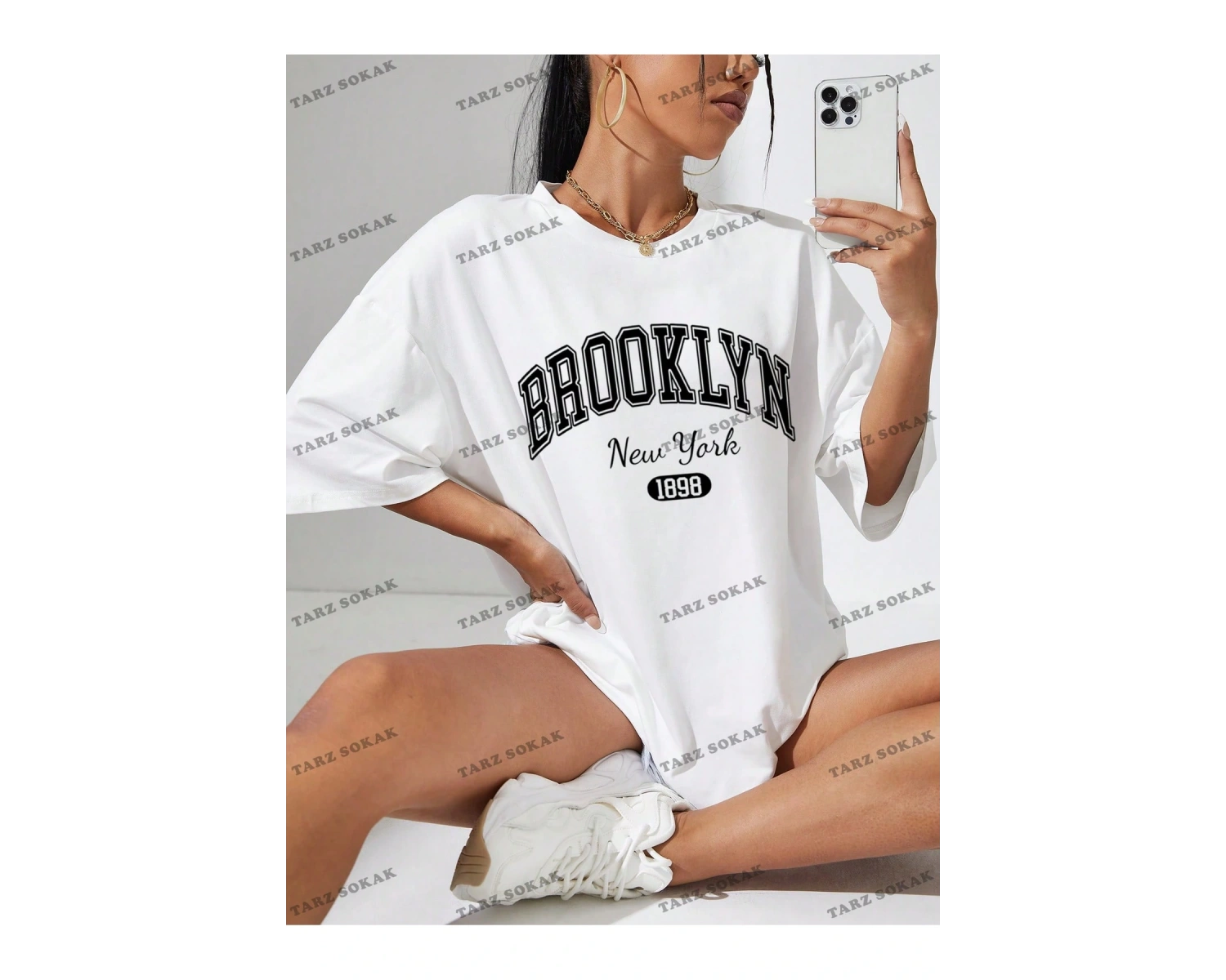 1898 New York Baskılı Oversize Kalıp Unisex T-shirt