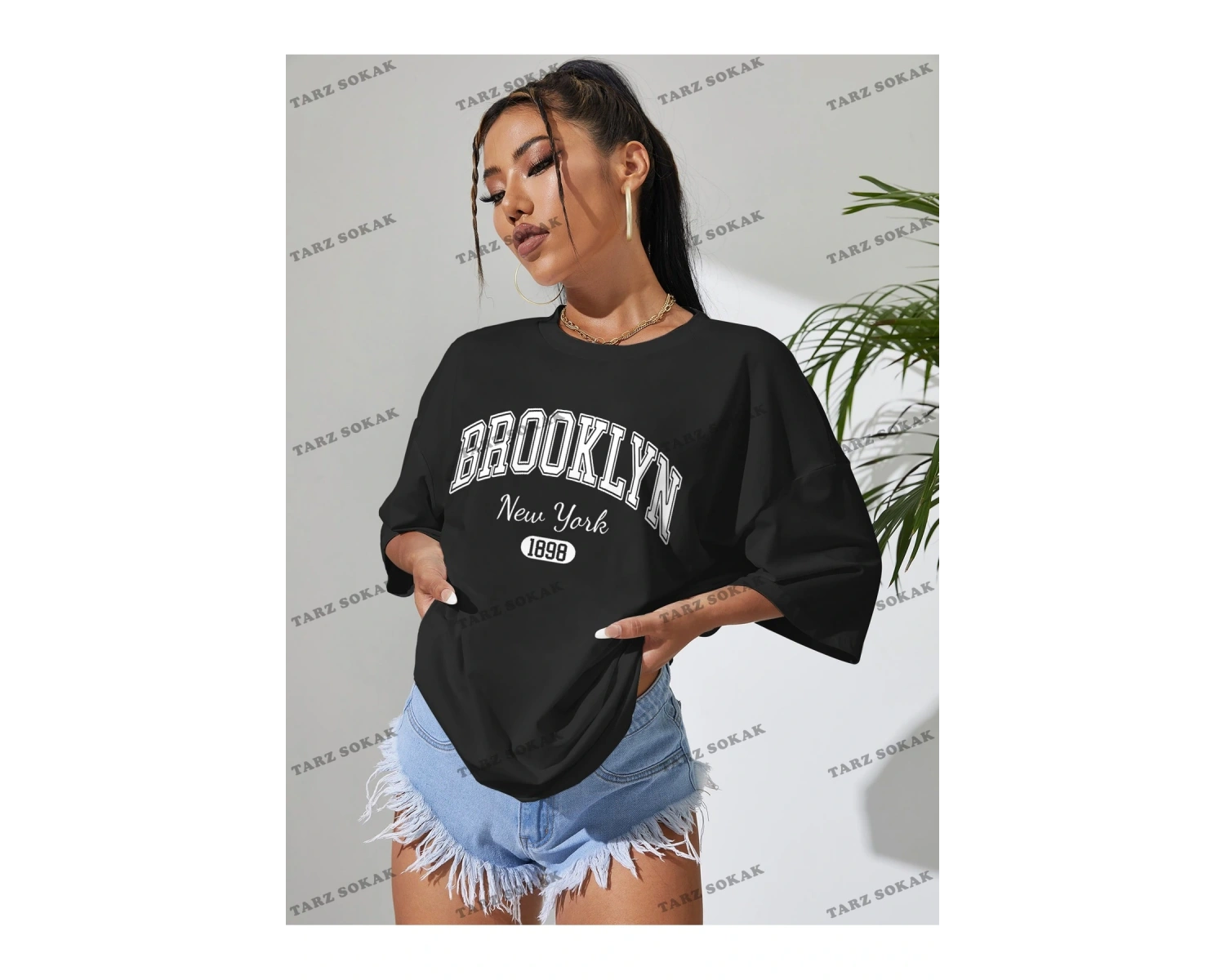 1898 New York Baskılı Oversize Kalıp Unisex T-shirt