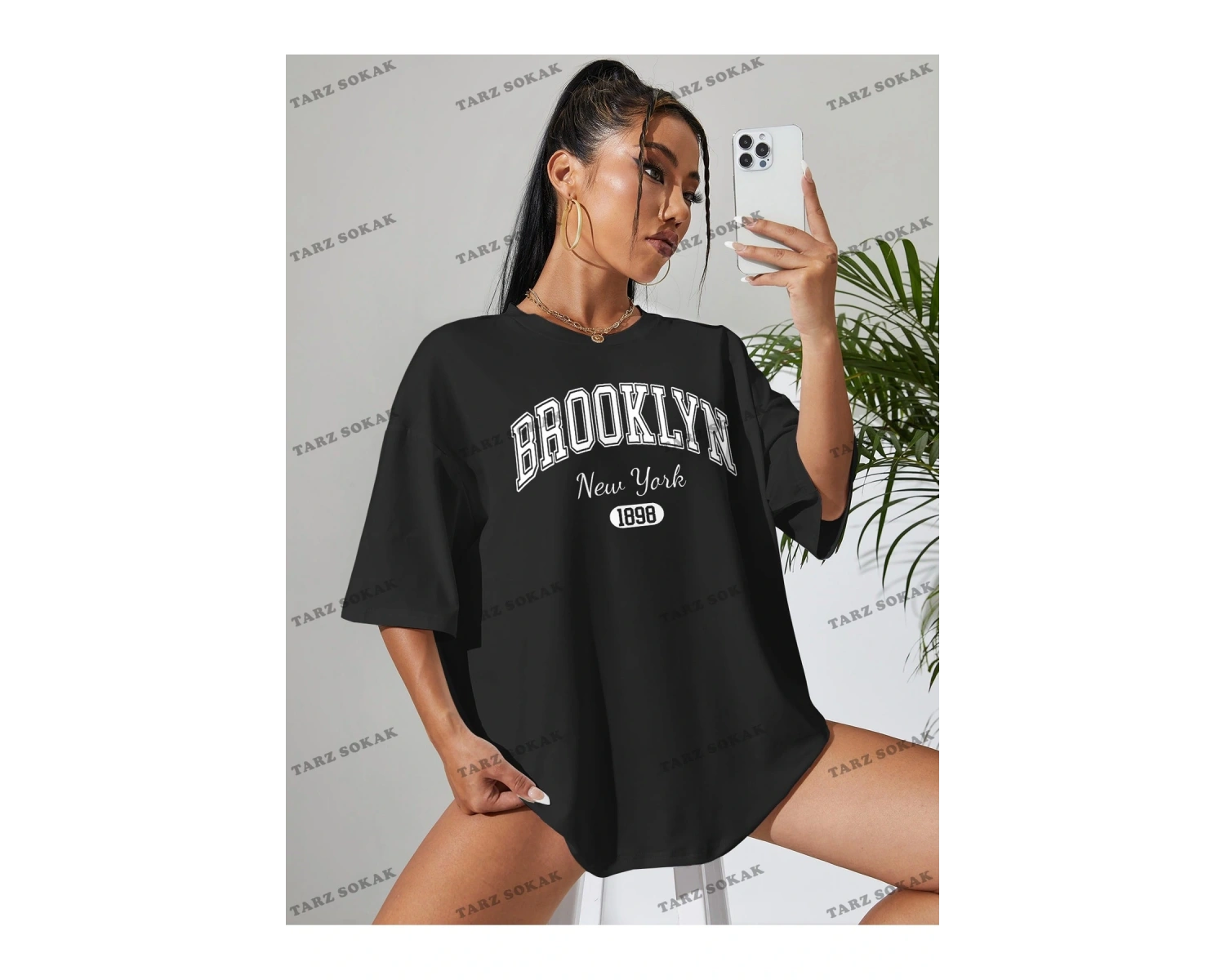 1898 New York Baskılı Oversize Kalıp Unisex T-shirt