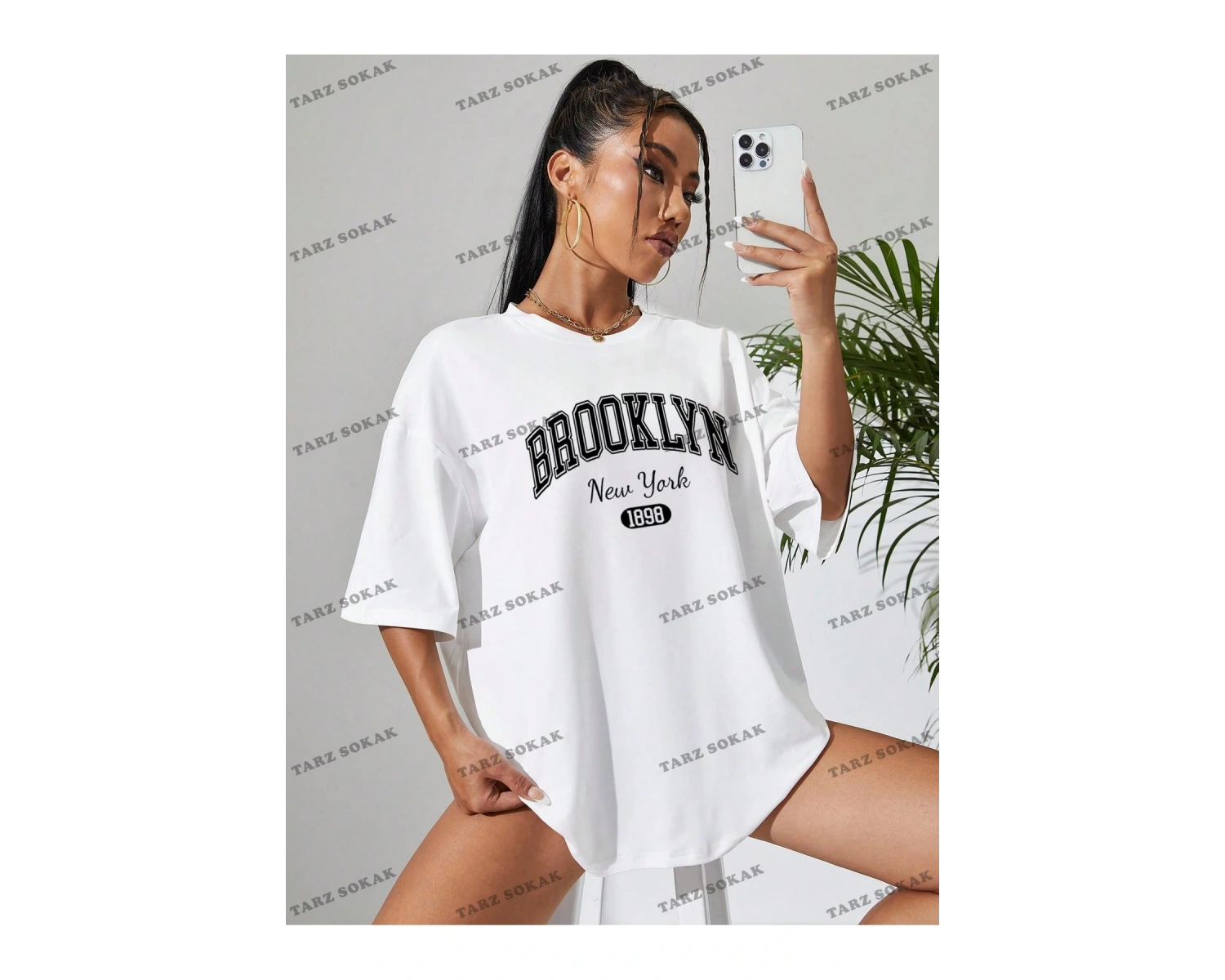 1898 New York Baskılı Oversize Kalıp Unisex T-shirt