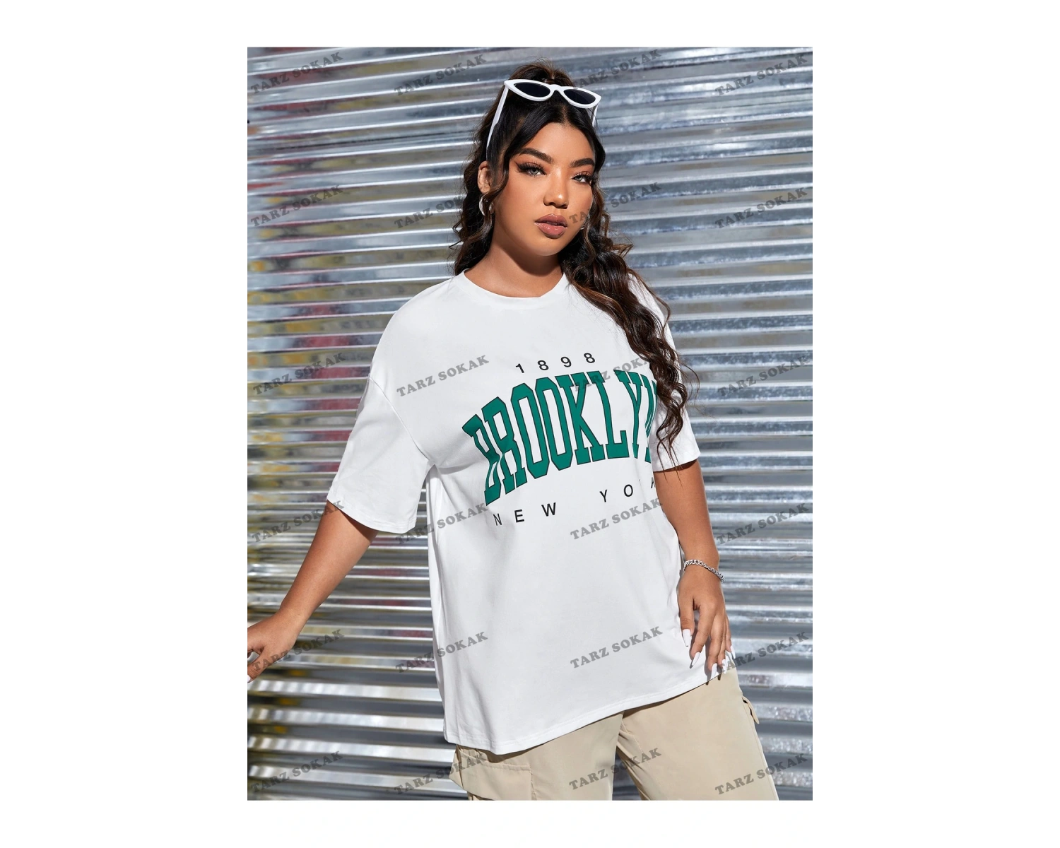 1898brooklyn Baskılı Oversize Kalıp Unisex T-shirt