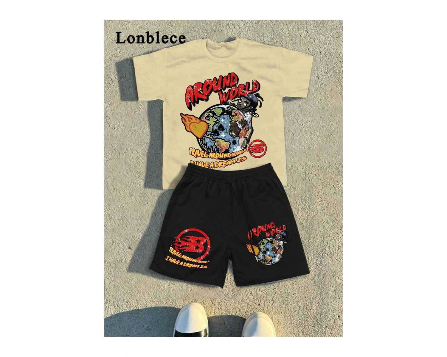 2 adet/takım Erkek Yaz Rahat Spor Düz Renk Mürettebat Tişört ve Şort Takımı