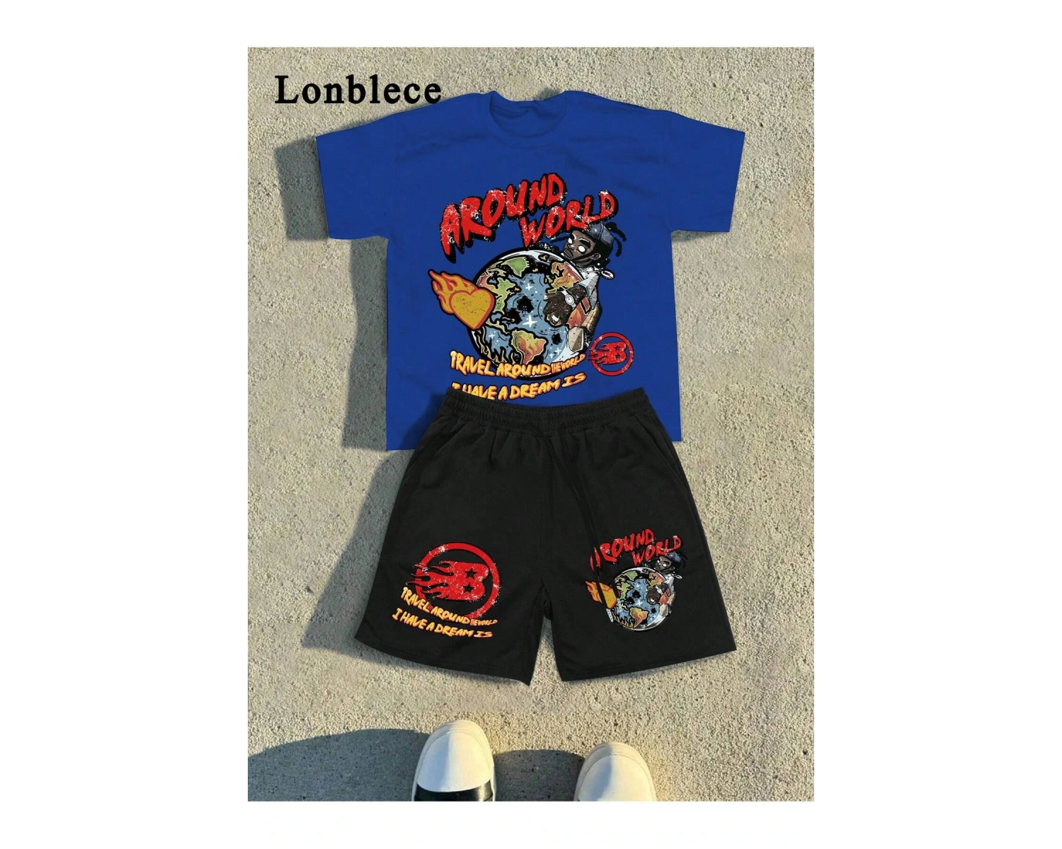 2 adet/takım Erkek Yaz Rahat Spor Düz Renk Mürettebat Tişört ve Şort Takımı