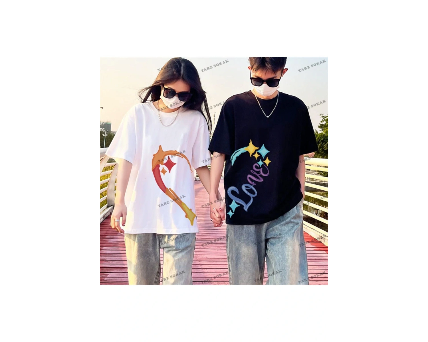 2 Adet Tir Harajuku Style Çift Sevgili Kombinleri Couple Clothing Yeni Sezon