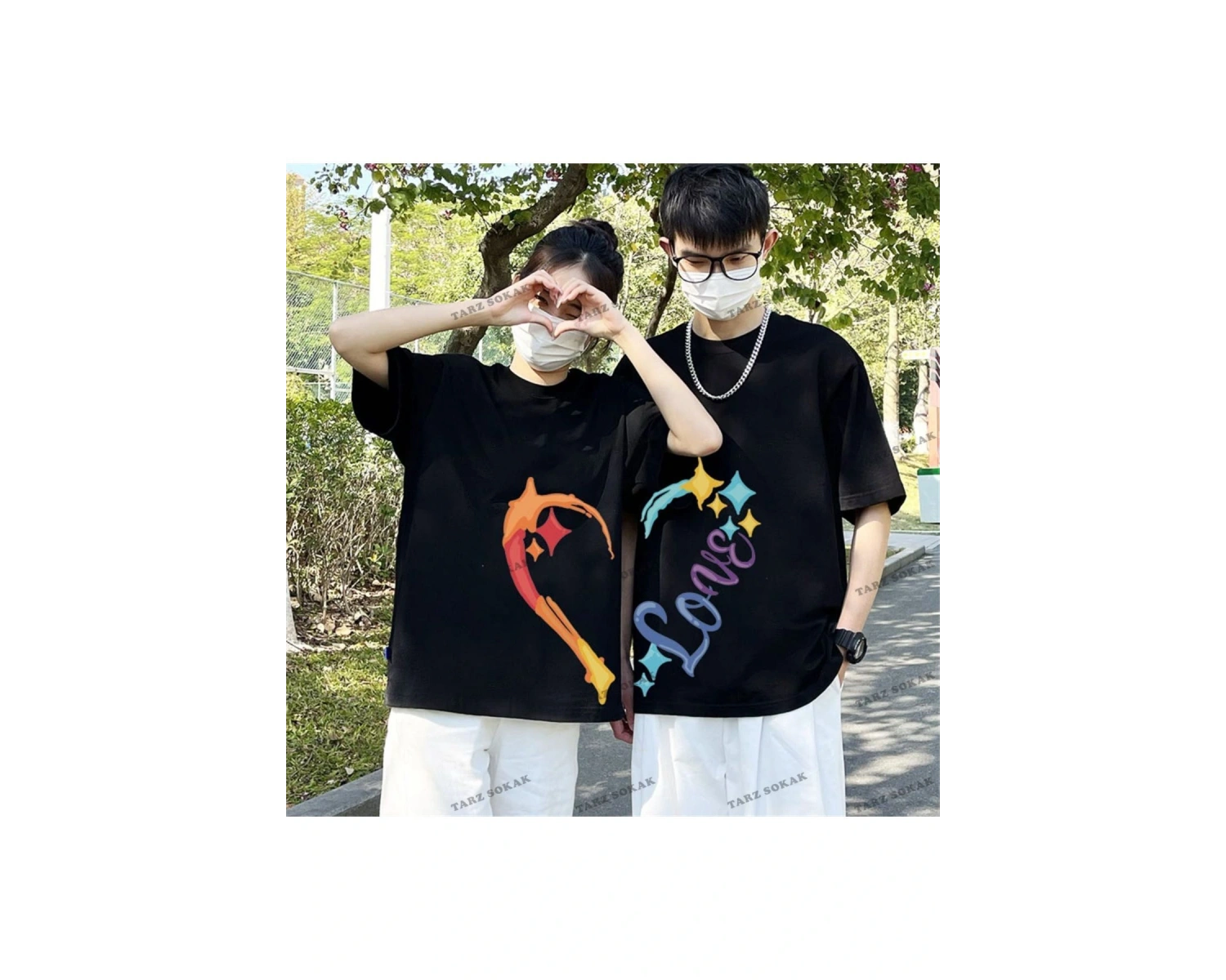 2 Adet Tir Harajuku Style Çift Sevgili Kombinleri Couple Clothing Yeni Sezon