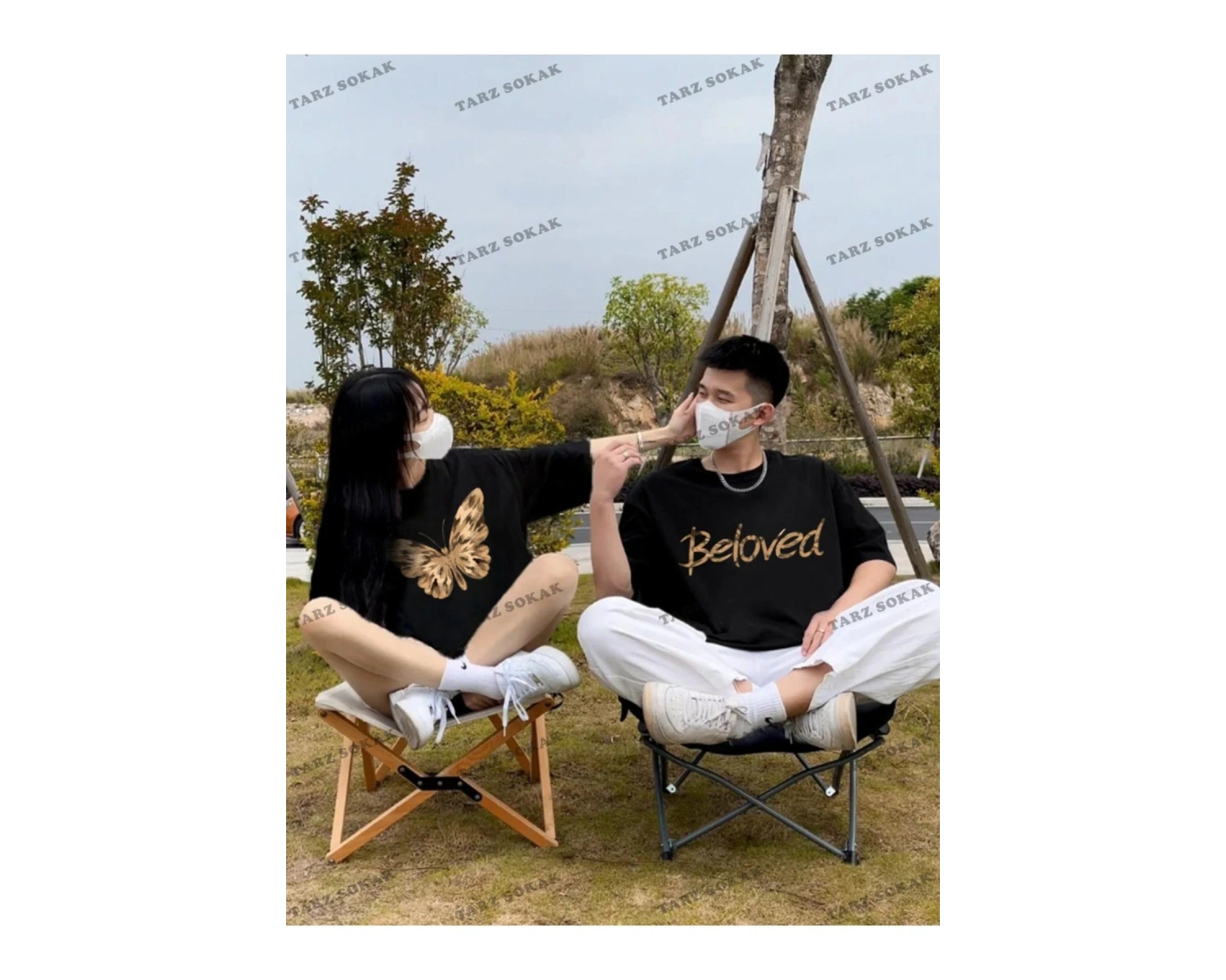 2 Adet Tir Harajuku Style Çift Sevgili Kombinleri Couple Clothing Yeni Sezon