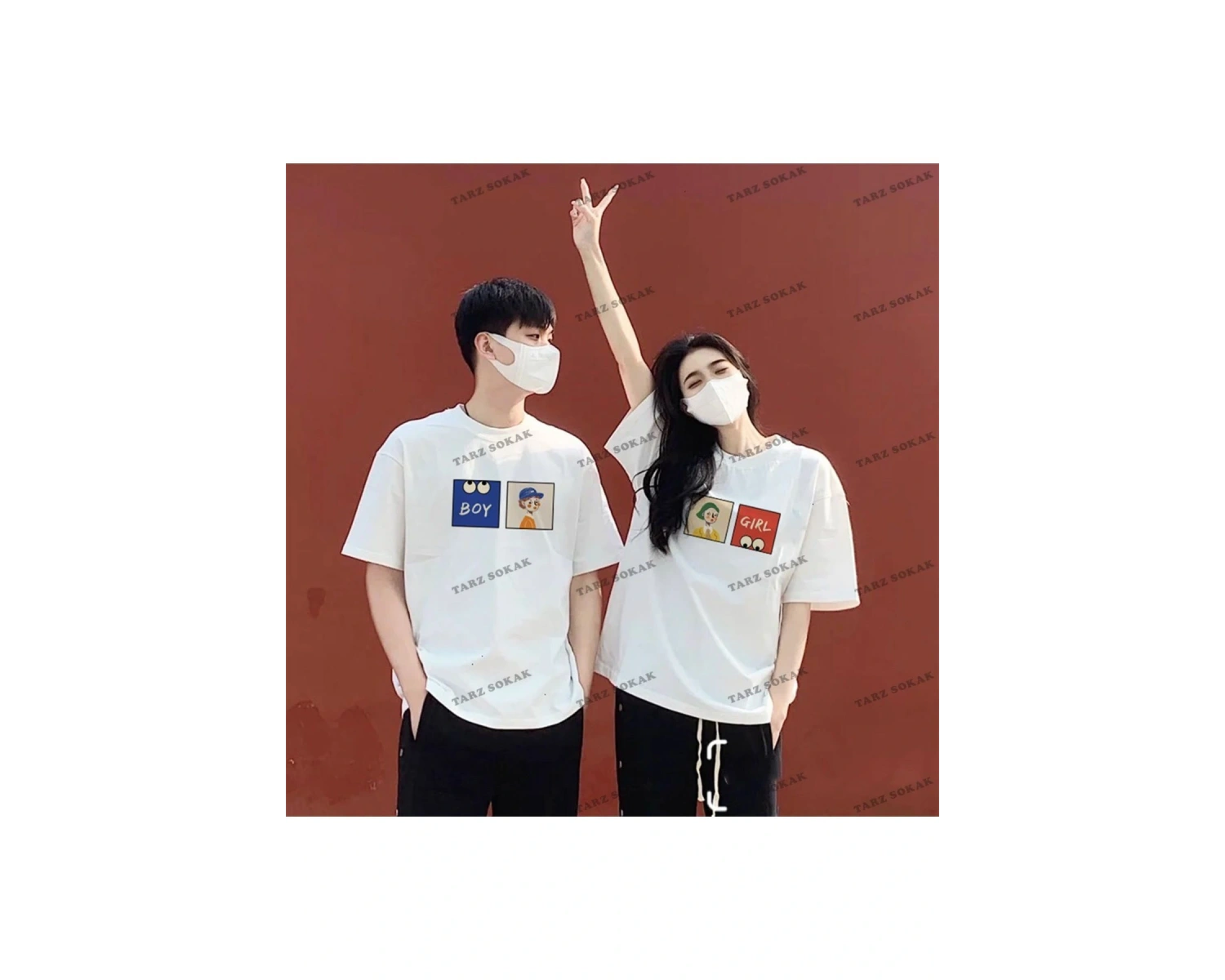 2 Adet Tir Harajuku Style Çift Sevgili Kombinleri Couple Clothing Yeni Sezon