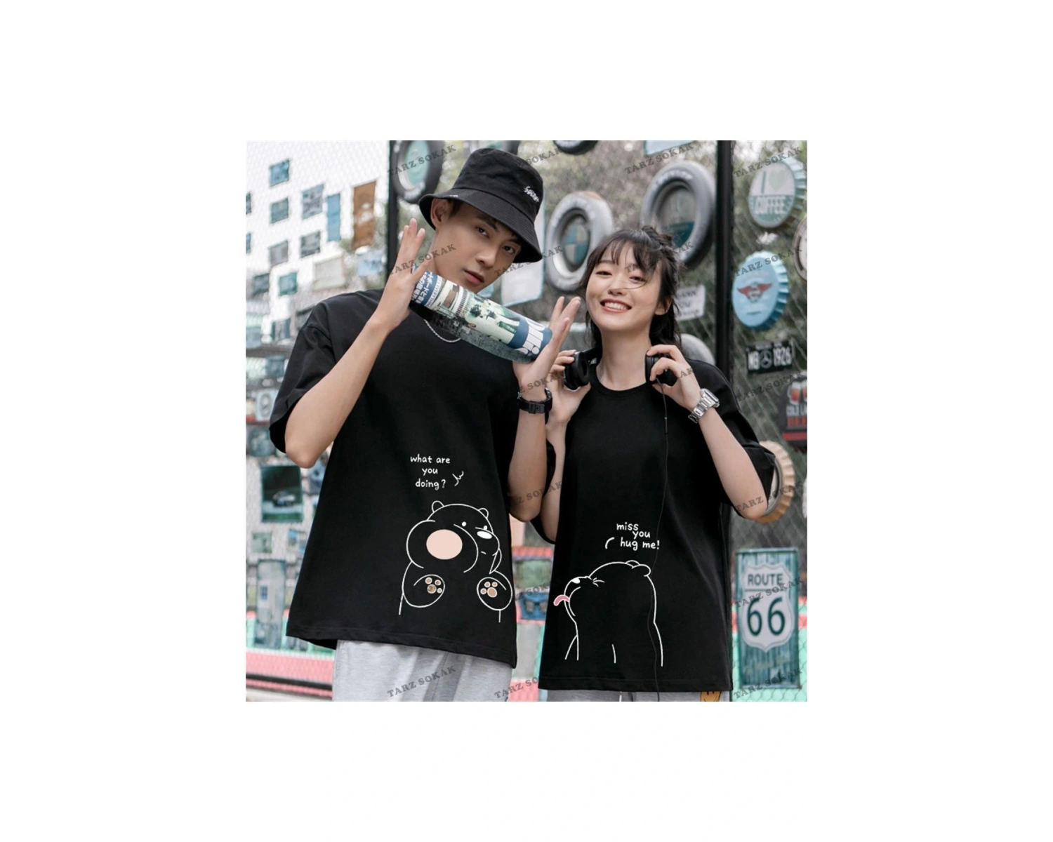 2 Adet Tir Harajuku Style Çift Sevgili Kombinleri Couple Clothing Yeni Sezon