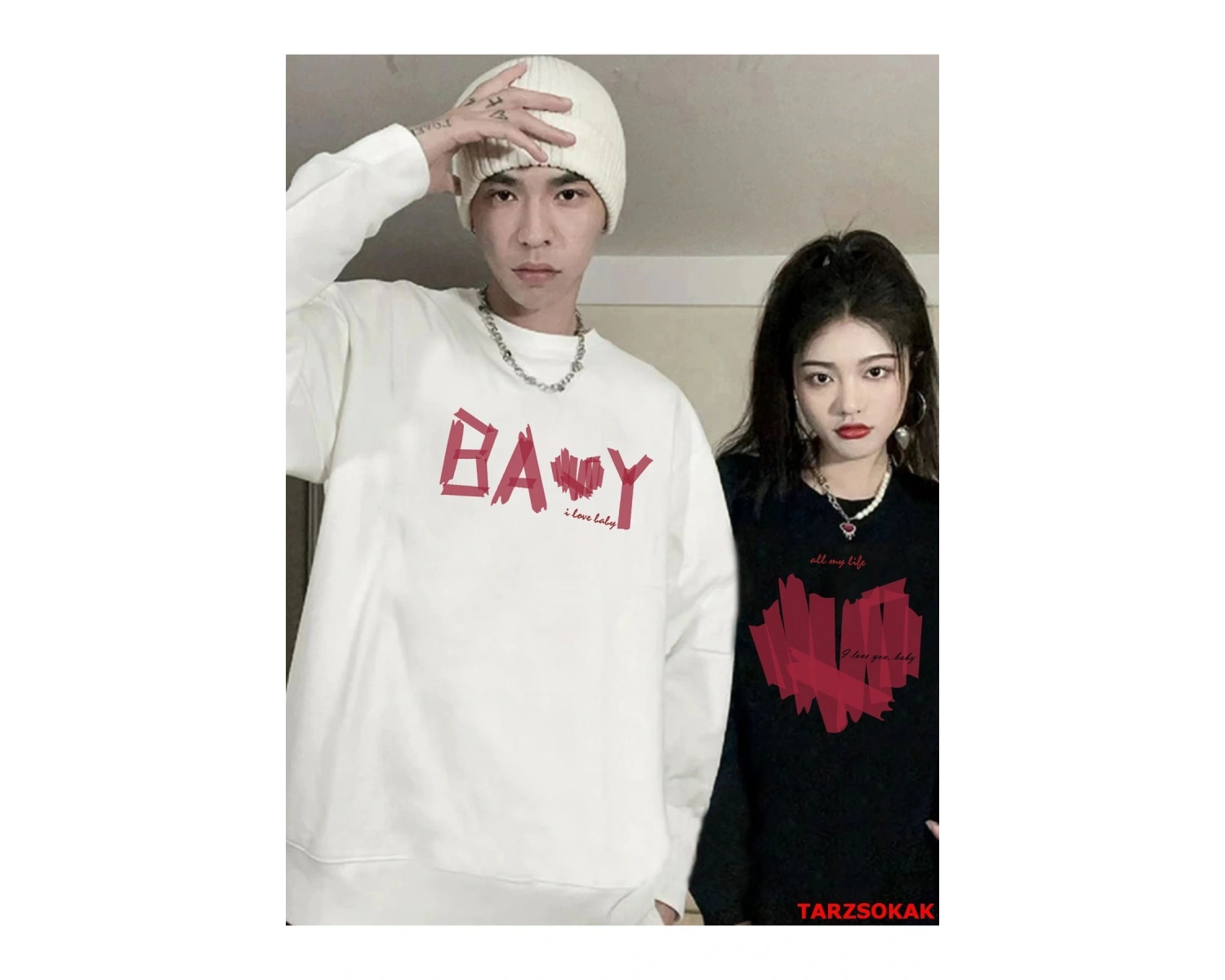 2 Li Harajuku Style Çift Sevgili Kombinleri Couple Clothing Yeni Sezon 2 Adet